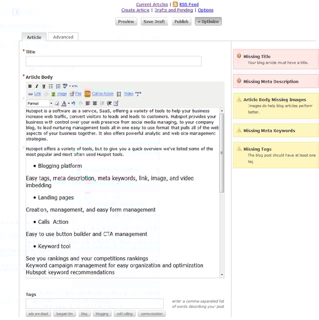 hubspot blog tool